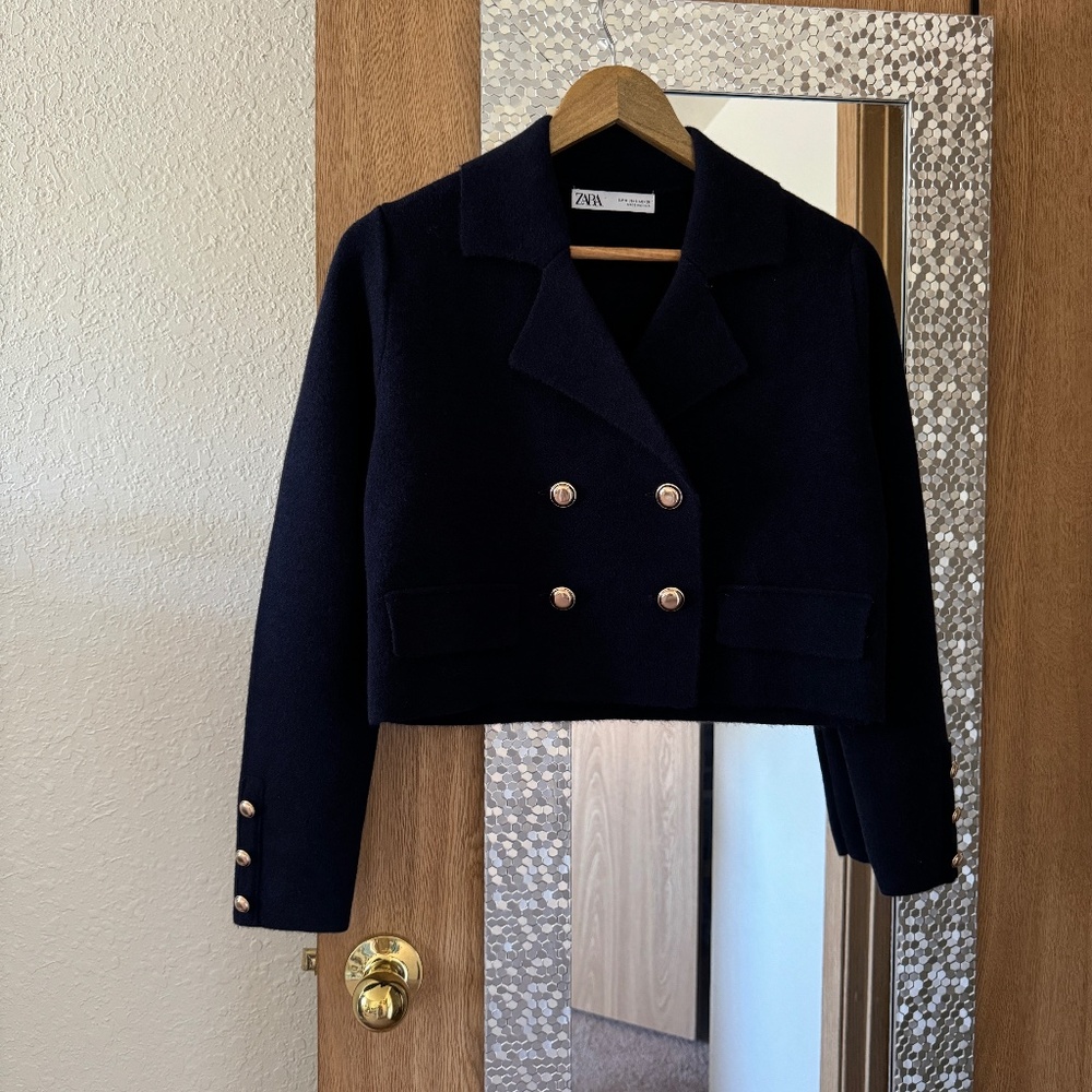 Zara navy blue jacket / top / small